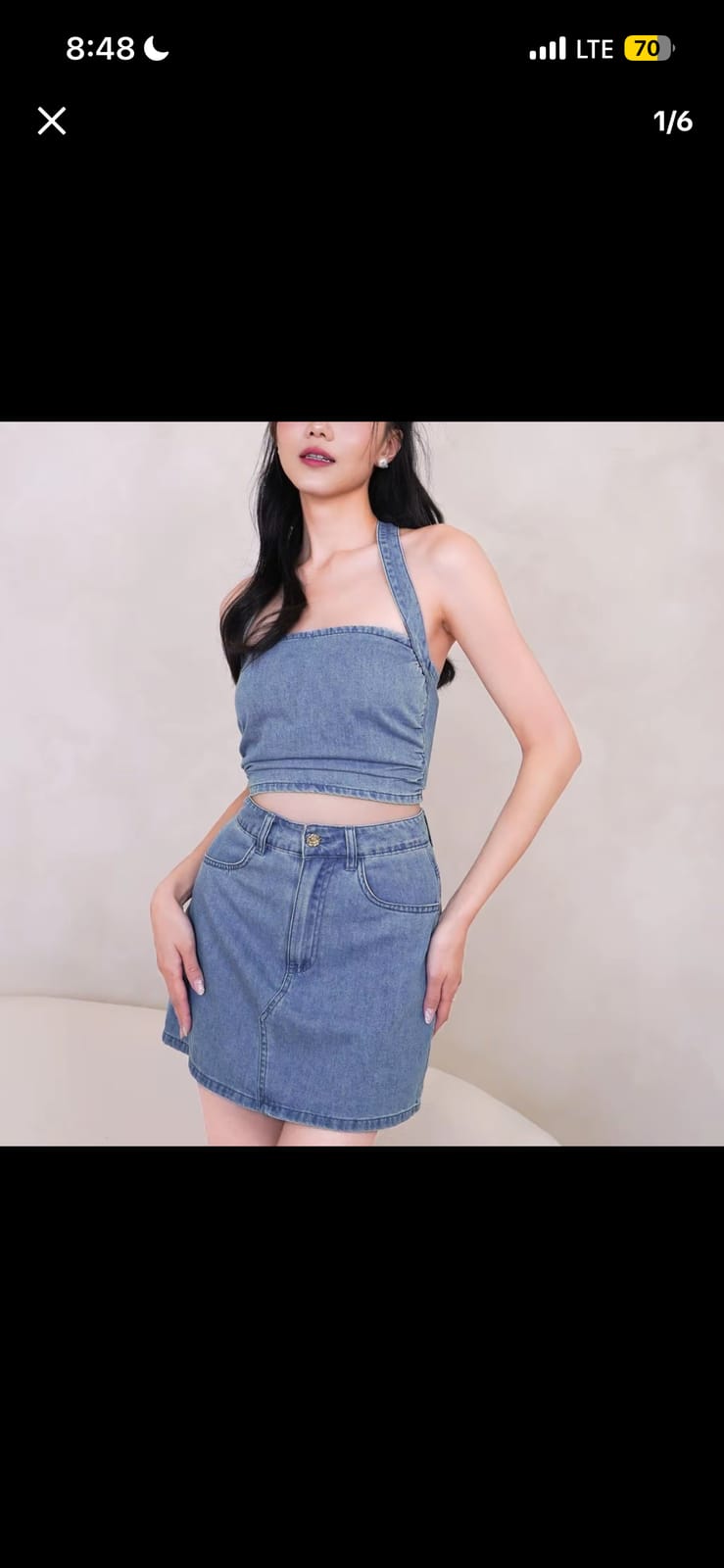 Denim Halter Crop Top
