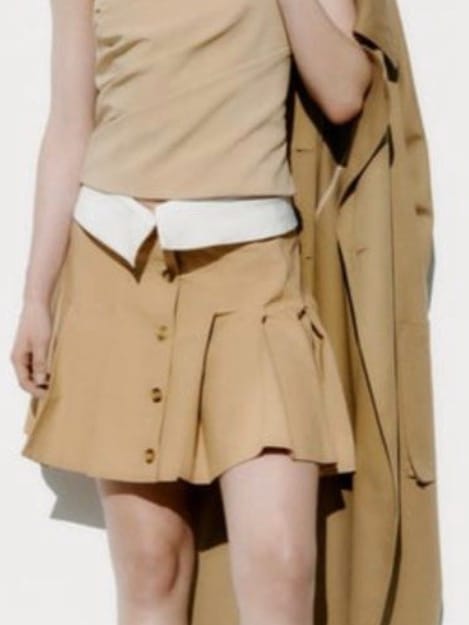 ZARA Light Camel Gabardine Mini Skirt (M)