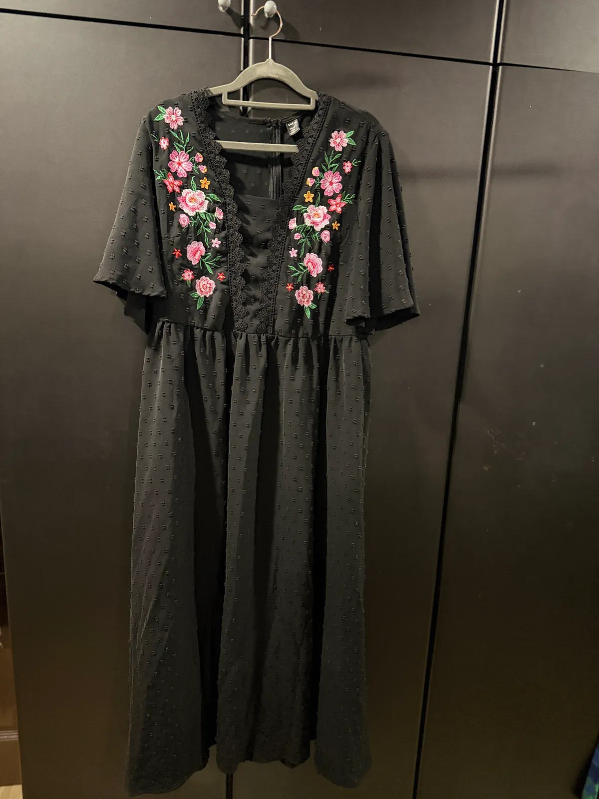 Black Floral Embroidered Dress