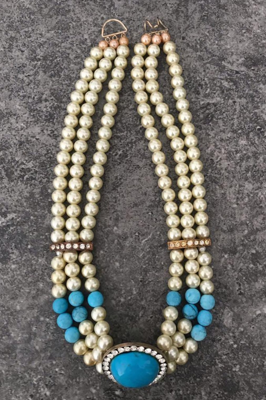 Chic Pearl and Turquoise Statement Necklace