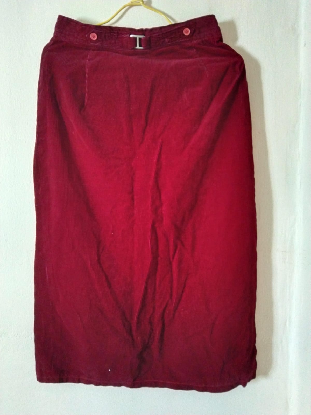 Vintage Corduroy Midi Skirt in Deep Red