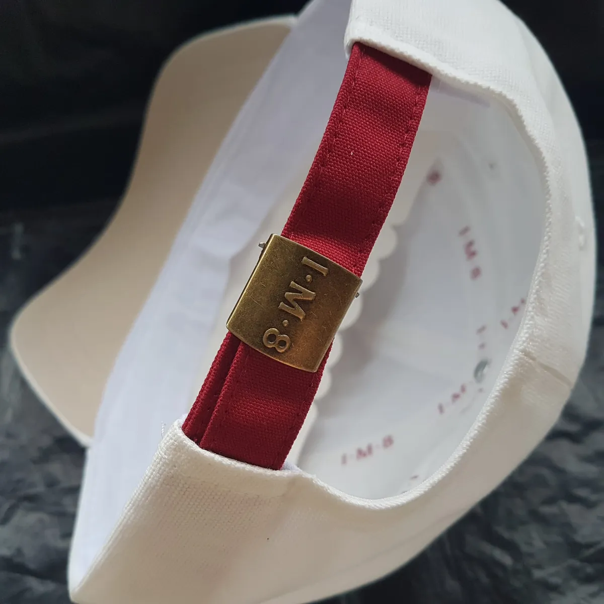 IM8 Original IM8 Baseball Cap, by David Beckham, Limited Edition, Cosmopolitan, White Cotton Base Cap, Bold Red Embroidered Logo, Curved Brim, Adjustable backstrap, Jockey Cap, Roadster, Sophistication, New with Tag, F1 Racing, Car Rally, Cult Street Fashion - Photo 7