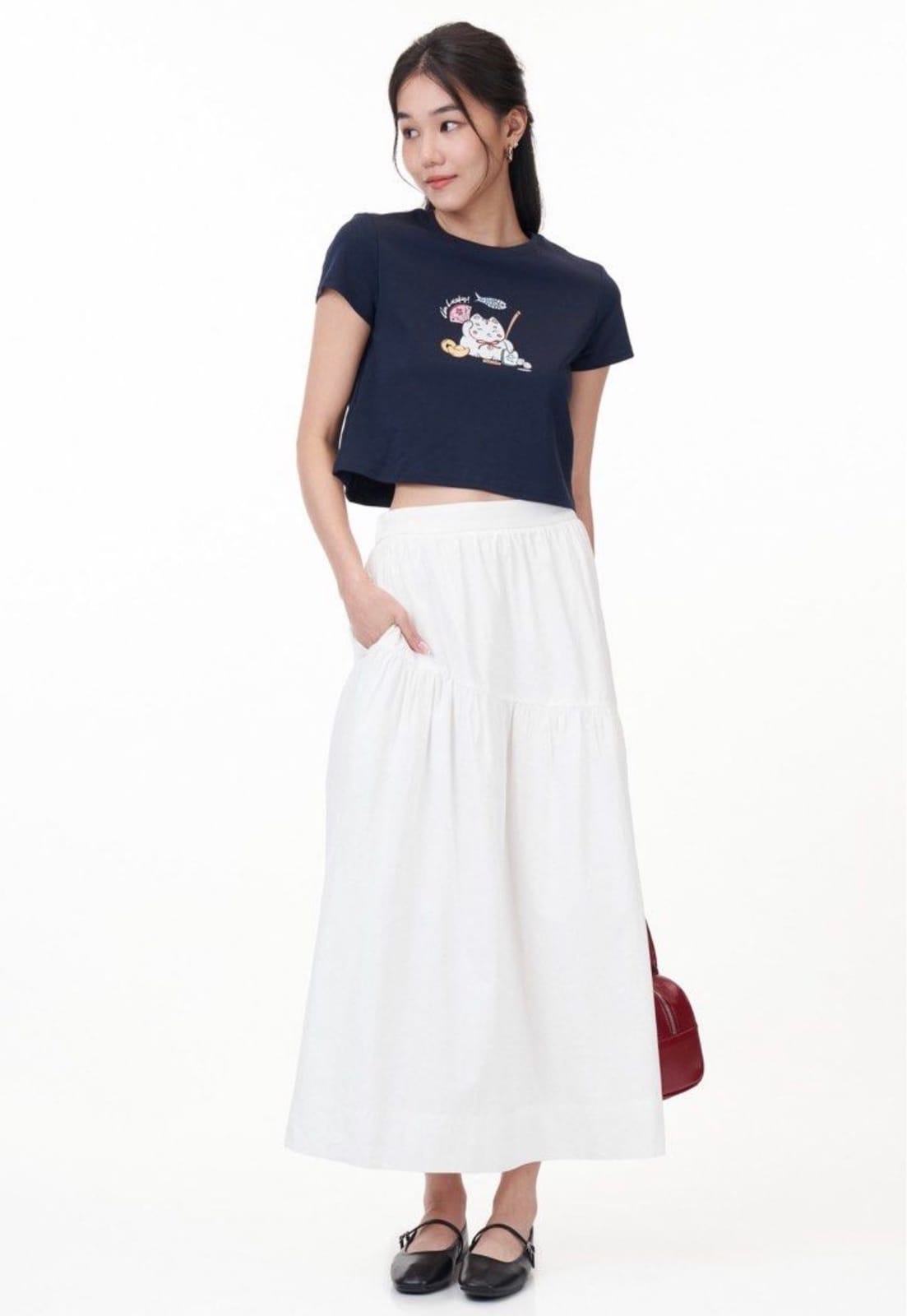 TCL Maribel Tiered Skirt in Navy - Photo 3
