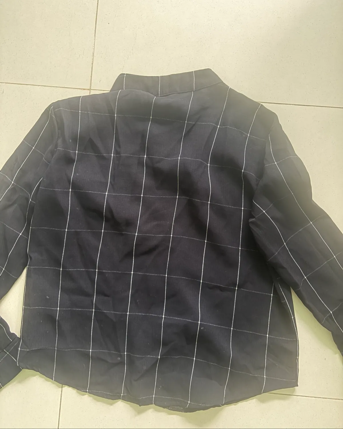 Navy Checkered Button-Up Shirt - Photo 2
