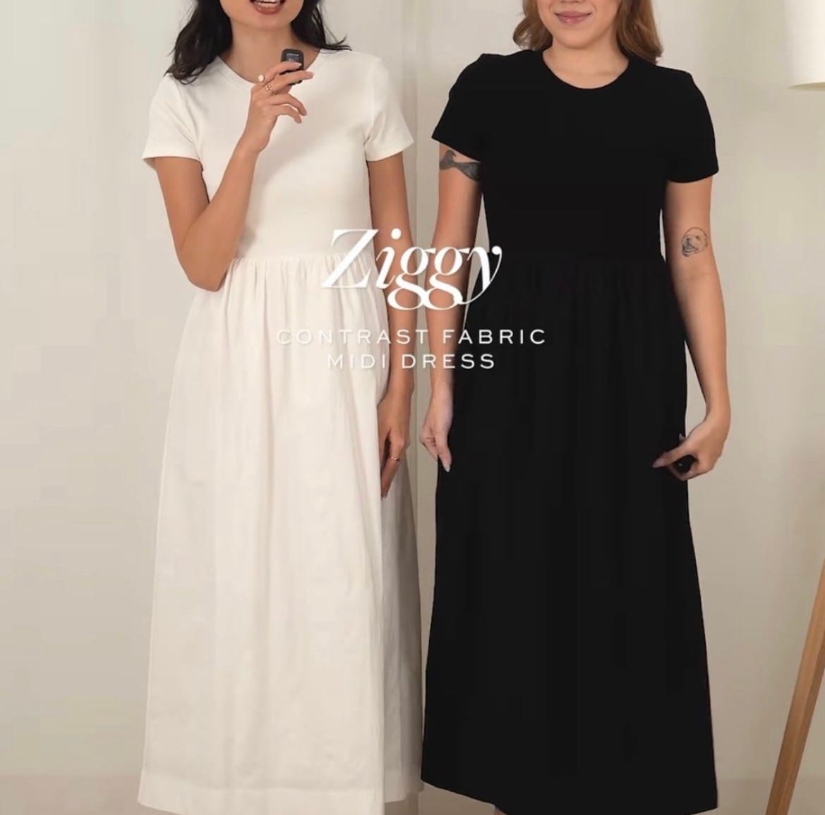 Love And Bravery Ziggy Contrast Fabric Midi Dress - Photo 2