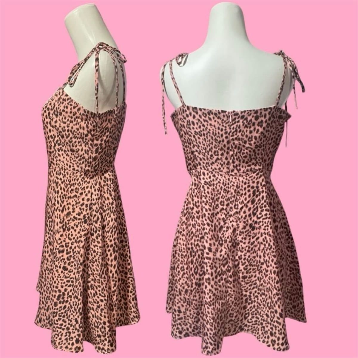 Pomelo Leopard Print Tie-Strap Summer Dress - Photo 2