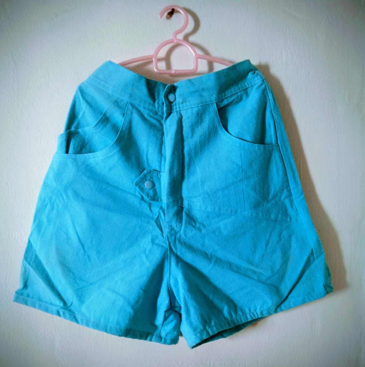 Bright Turquoise High-Waist Shorts