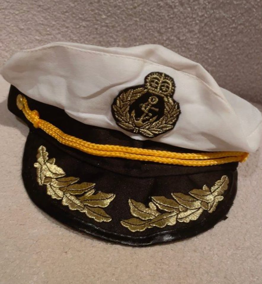 Chic Captain's Hat with Gold Embroidery