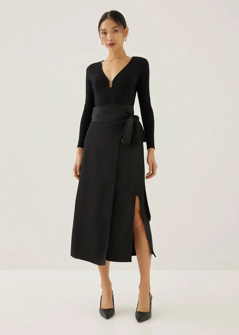 Love, Bonito Love Bonito Thora Satin Wrap Maxi Skirt - Photo 3