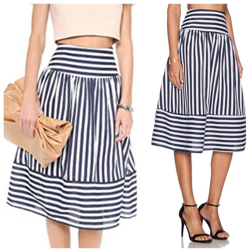 Striped Midi Flared Skirt