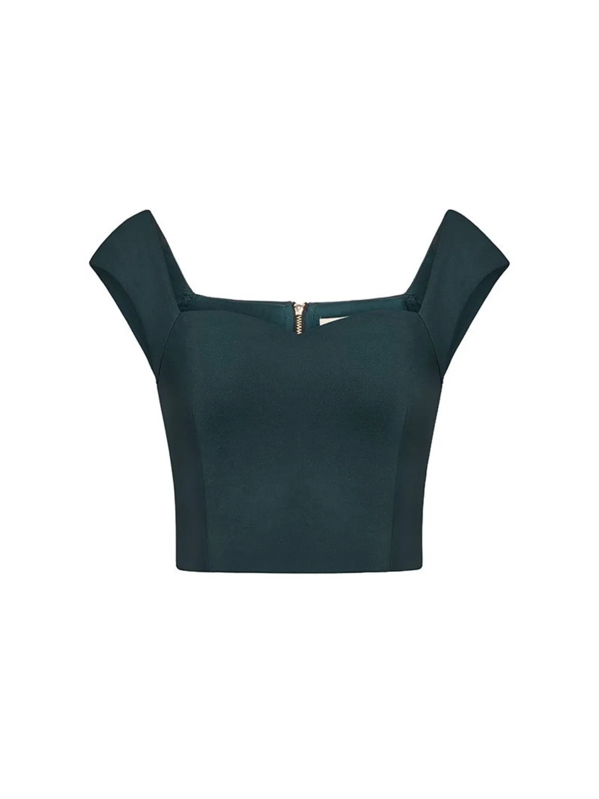 Chello CHELLO Eliana Padded Sweetheart Cap Sleeves Top in Emerald Green - Photo 2