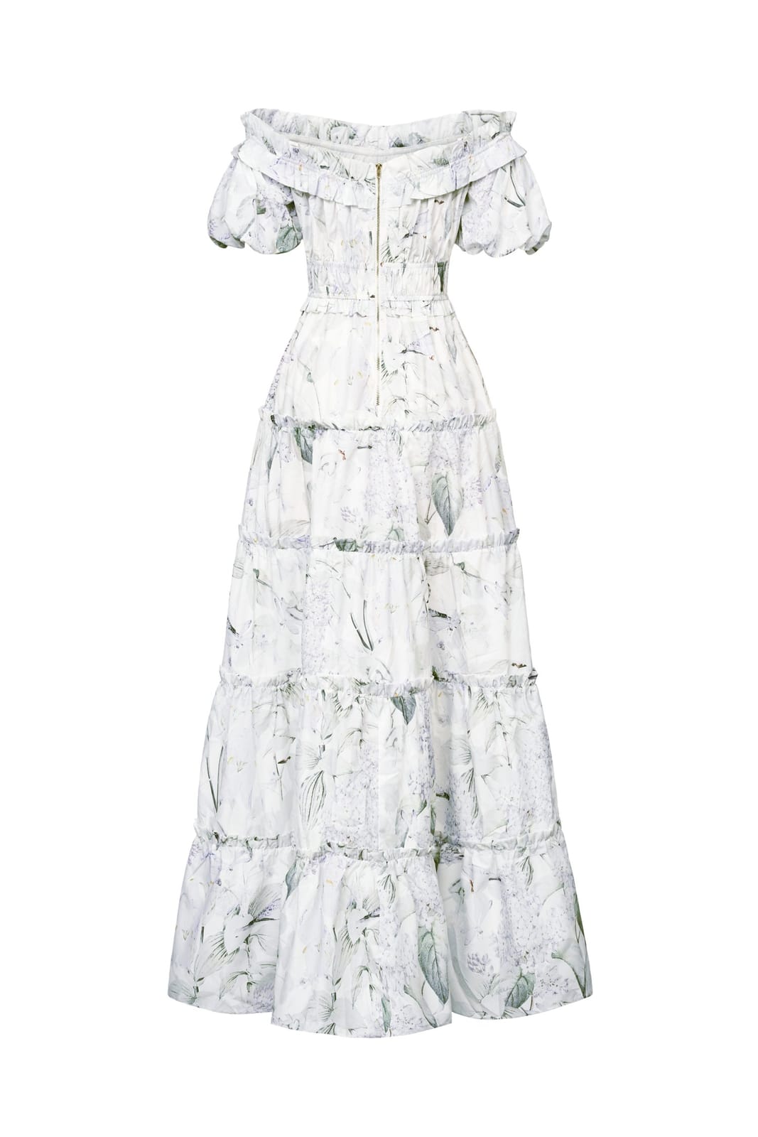 Chello Violette Off Shoulder Maxi Dress in White Whispering Lilac Grove - Photo 4