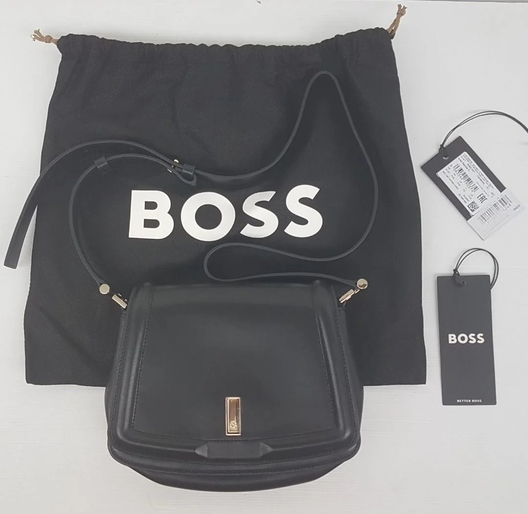 Luxury HUGO BOSS Bag, Cool Cross-body Model, Classic Black Leather Handbag, Soft Boss Case, New with Tag, RETAIL $800+ - Photo 6