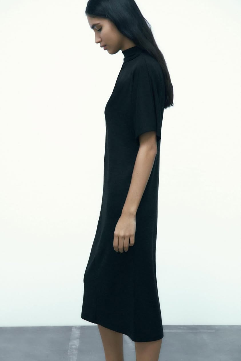 Zara ZARA Black Soft Cut-Out Dress (M) - Photo 2