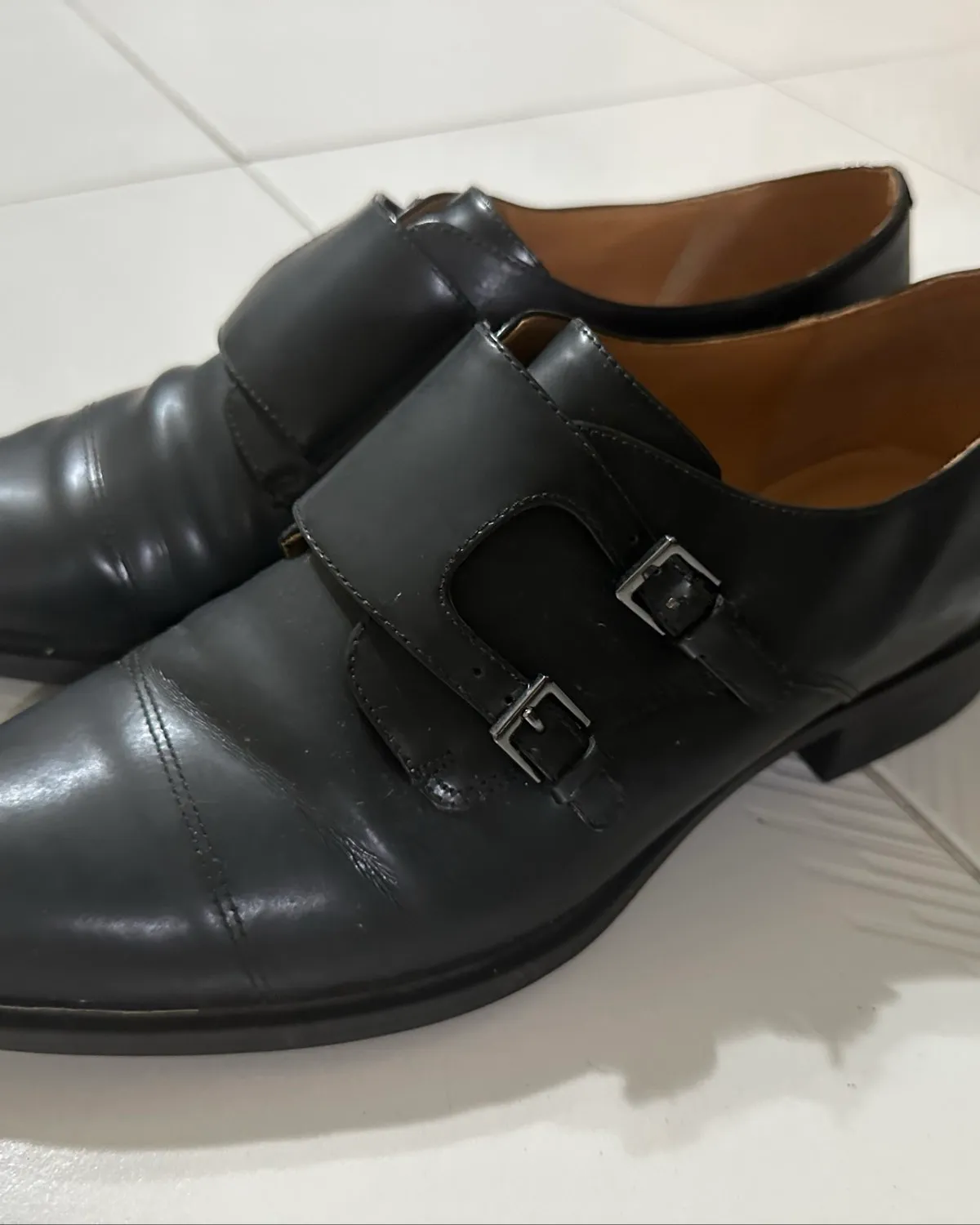 ECCO ECCO Sleek Black Monk Strap Leather Shoes - Photo 2