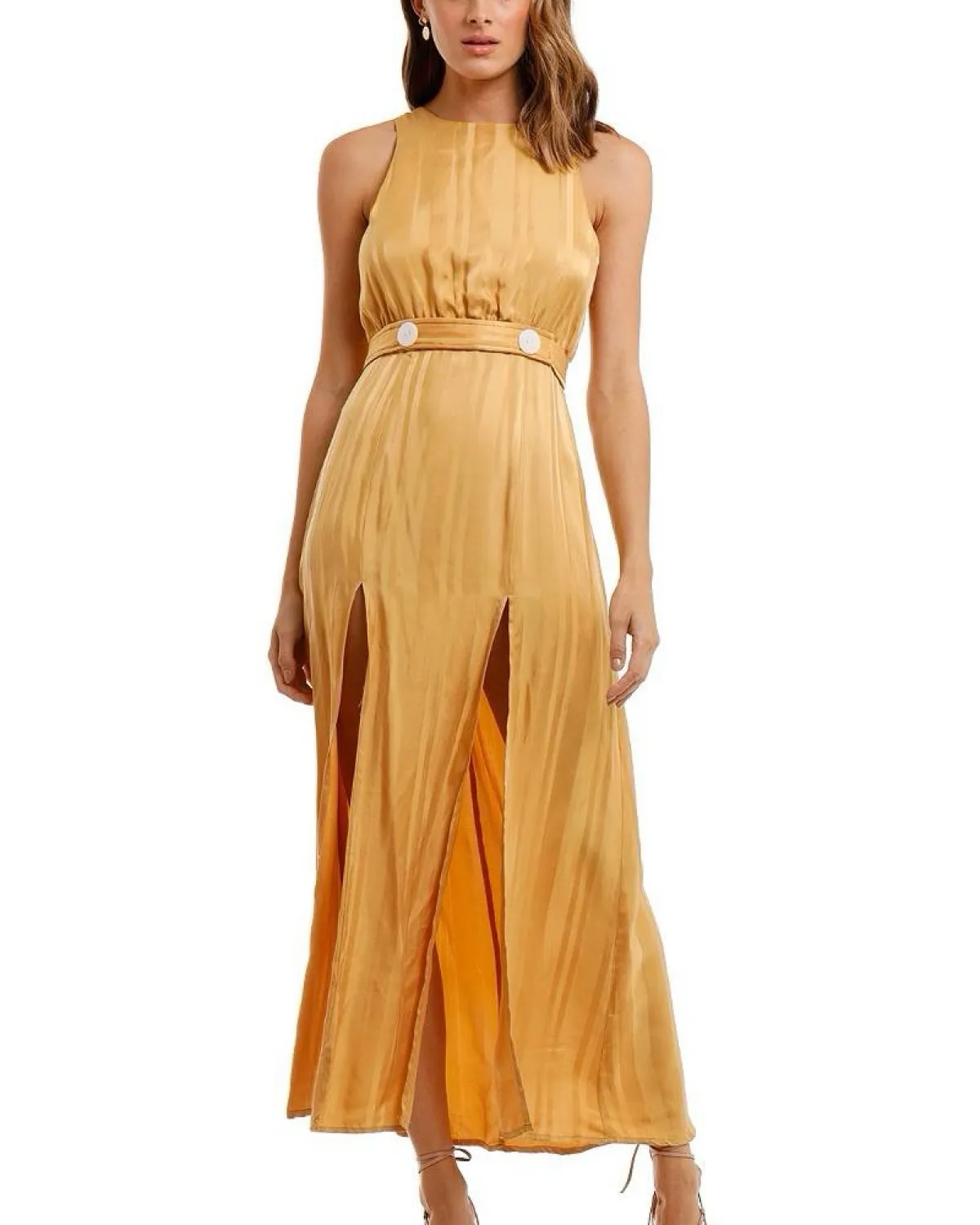 Shona joy Shona Joy Split Skirt Midi Dress in Saffron size UK10 - Photo 3