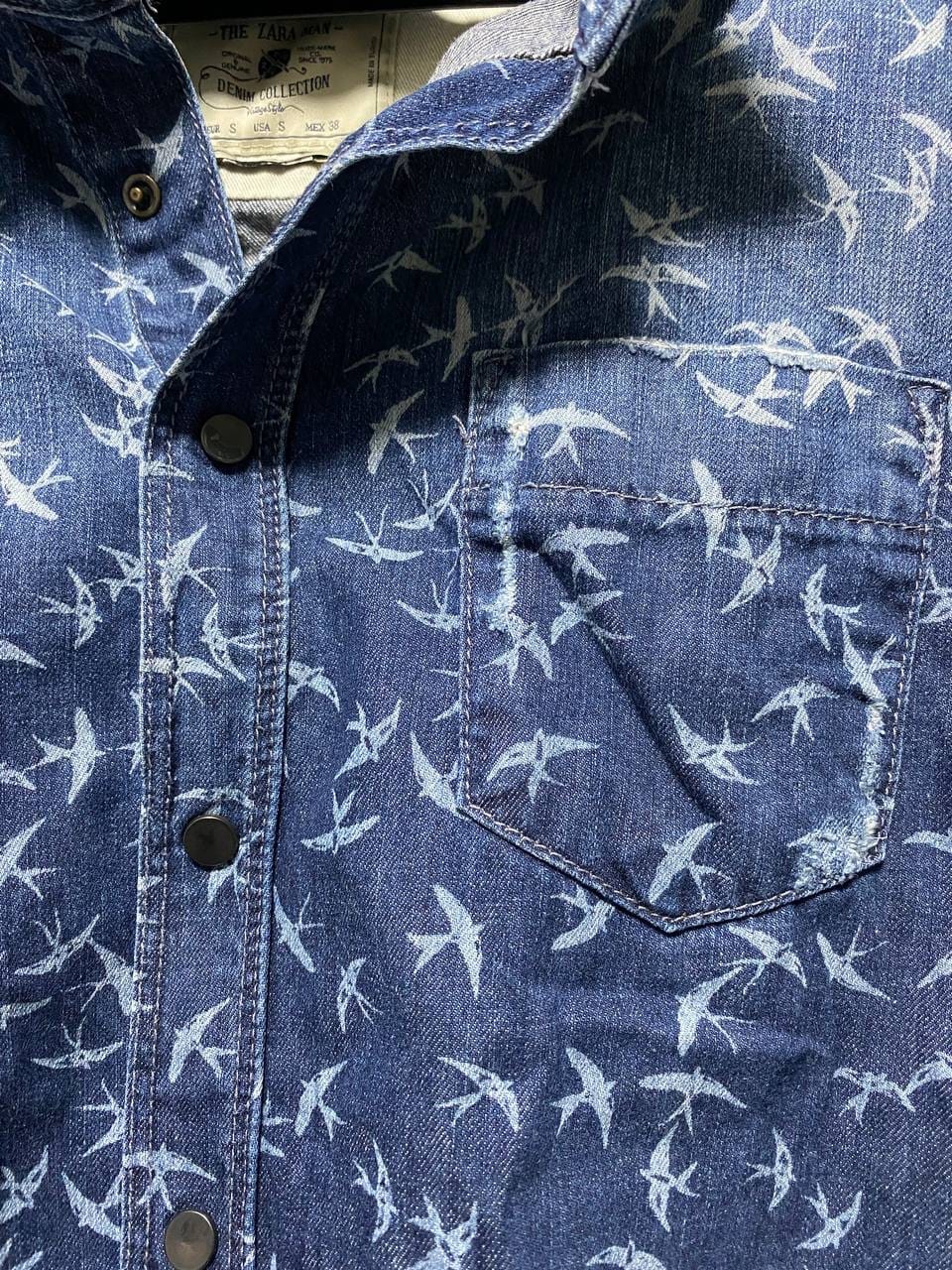 Zara Zara Men's Denim Collection Slim Fit Button Down Collar Shirt (Size S) - Photo 2