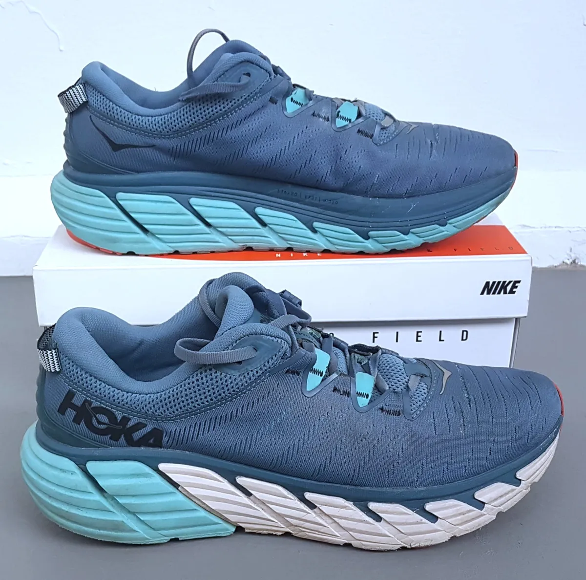 HOKKA Original HOKA Designer Sneakers, GAVIOTA 3 Model, Cool Teal Blue Running Shoes Cosmopolitan, HOKA ONE ONE, France, US12D, UK 11.5, EUR 46 2/3, JP 30, Timeless Appeal, Urban Style, Pop Culture, Geek, Sophistication, Streetwise - Photo 6