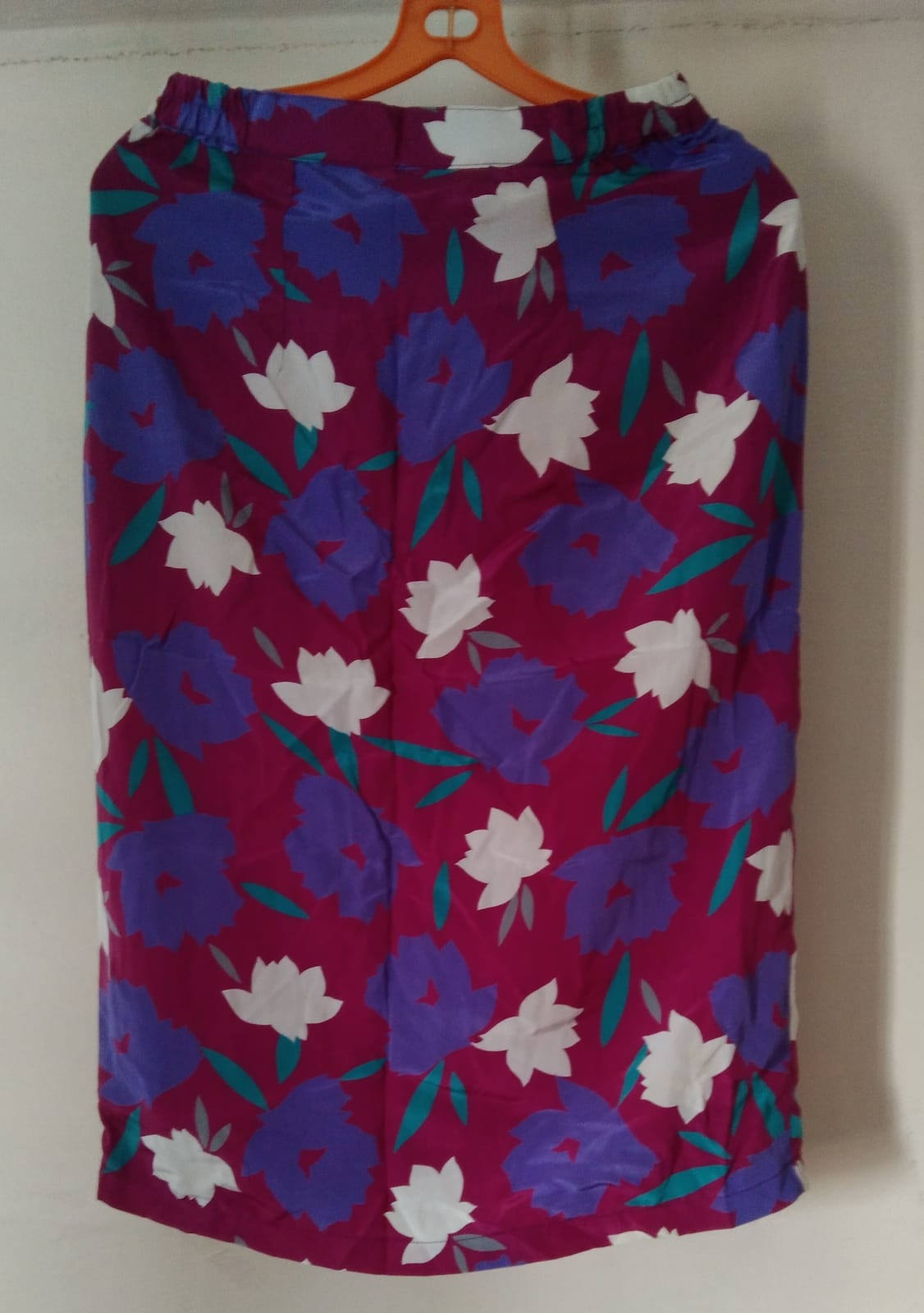 Bold Floral Midi Skirt – Purple & Red