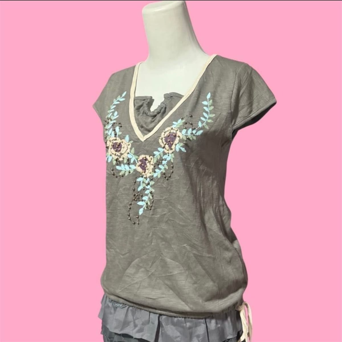 Boho V-Neck Embroidered Top  - Photo 2
