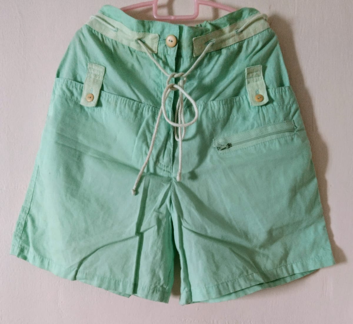 Mint Green Casual Drawstring Shorts