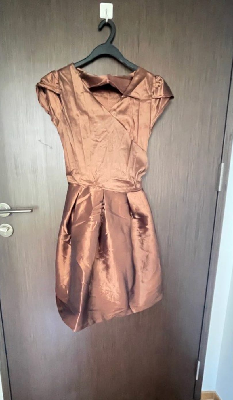Chic Brown Satin Dress