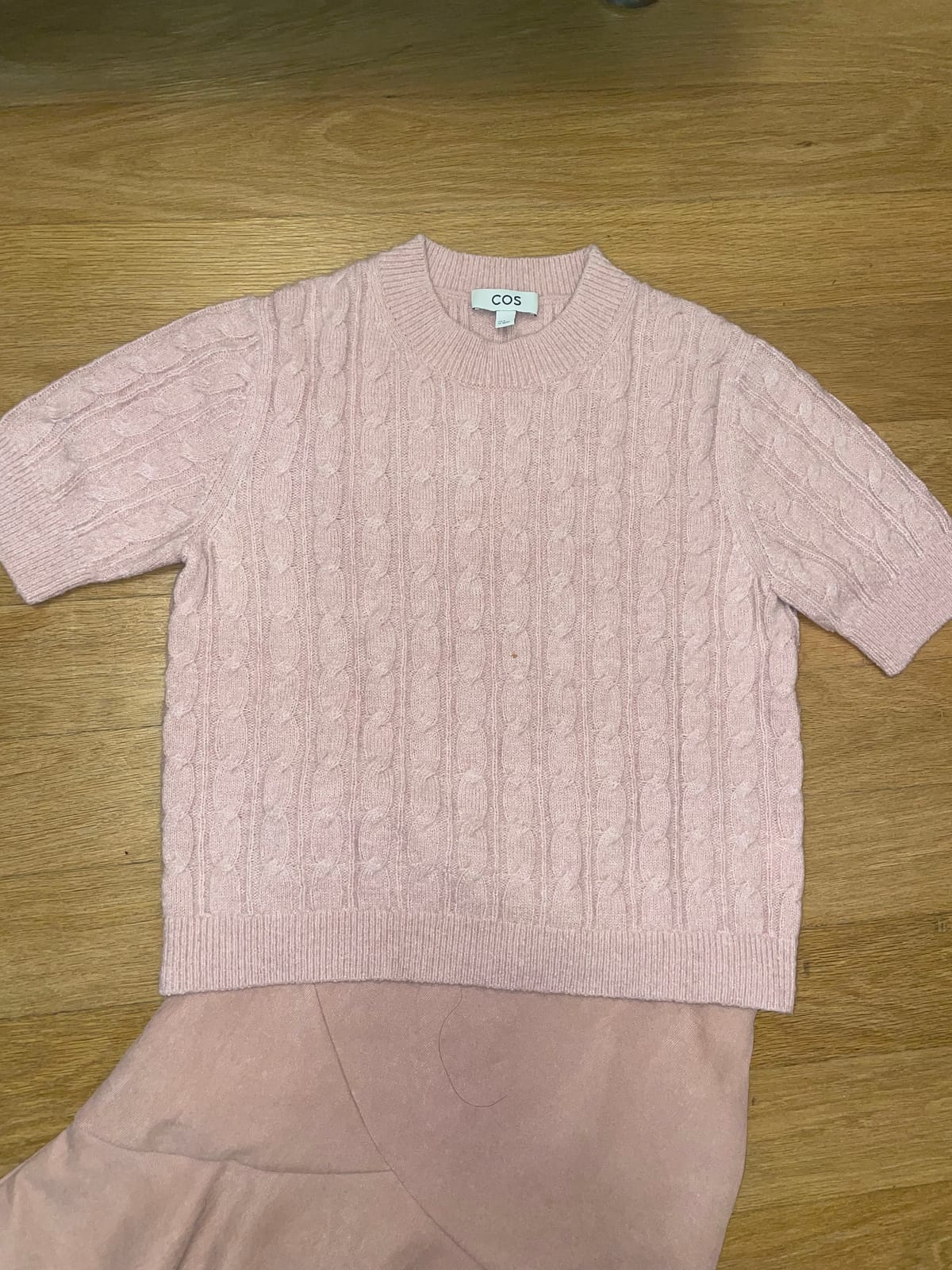 Soft Pink COS Cable Knit Sweater
