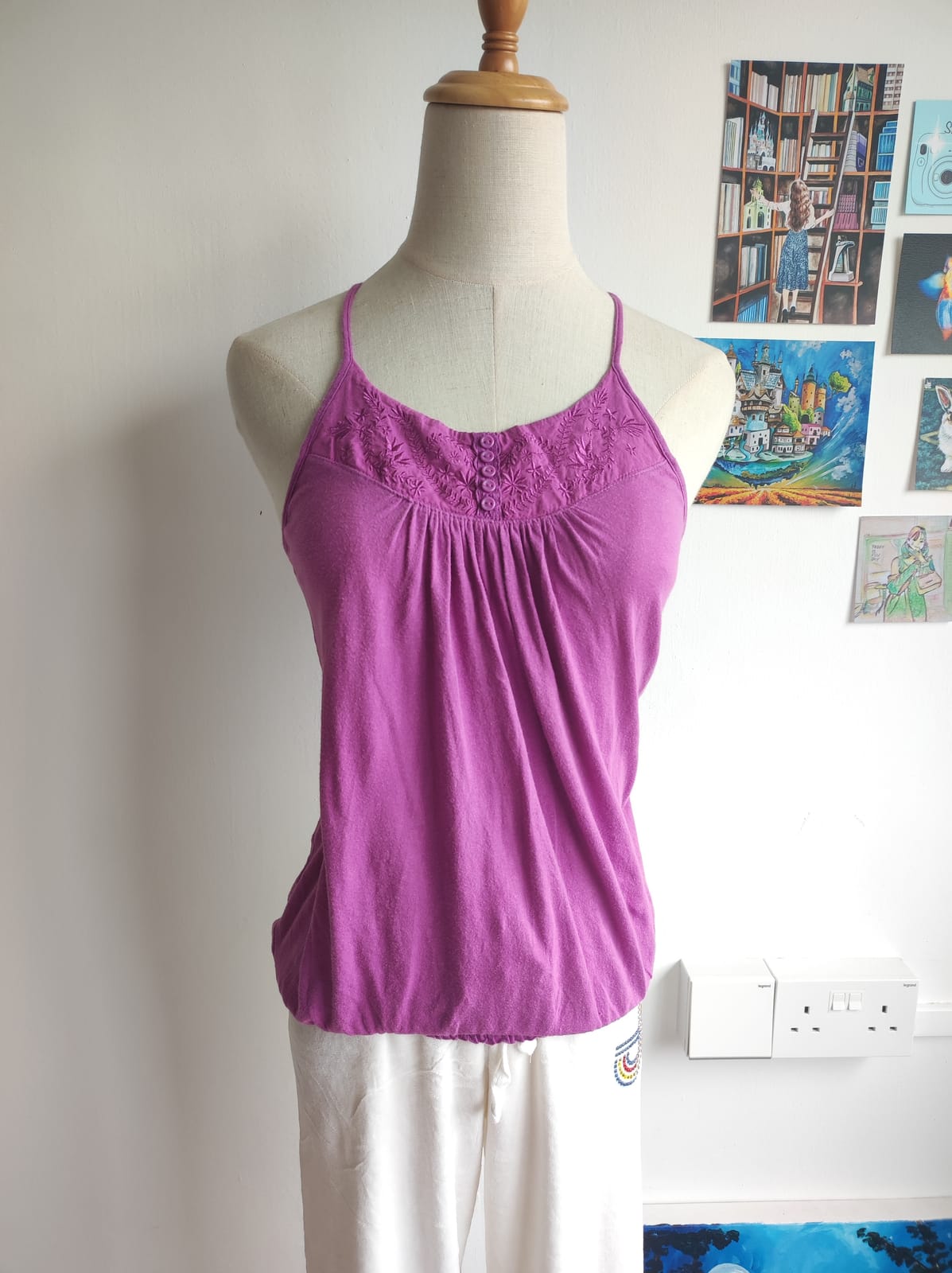 Fuschia Purple Halter Cut Y2K Tank Top 
