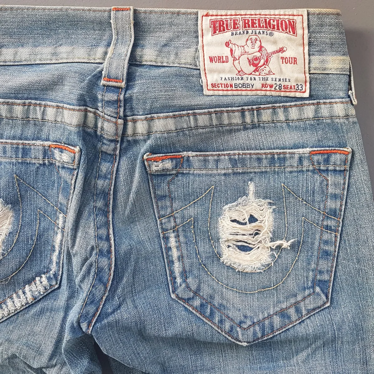 True Religion Retro True Religion Denim Jeans, Made in USA, Size 28, Versatile Bootcut Jeans, Flare Bottoms, Cosmopolitan, Distressed Design, Seasoned Look, Sophistication, Nostalgic Appeal, Vintage Pants, Timeless Classic, Luxury Living, Cult Street Fashion, Roadster - Photo 2