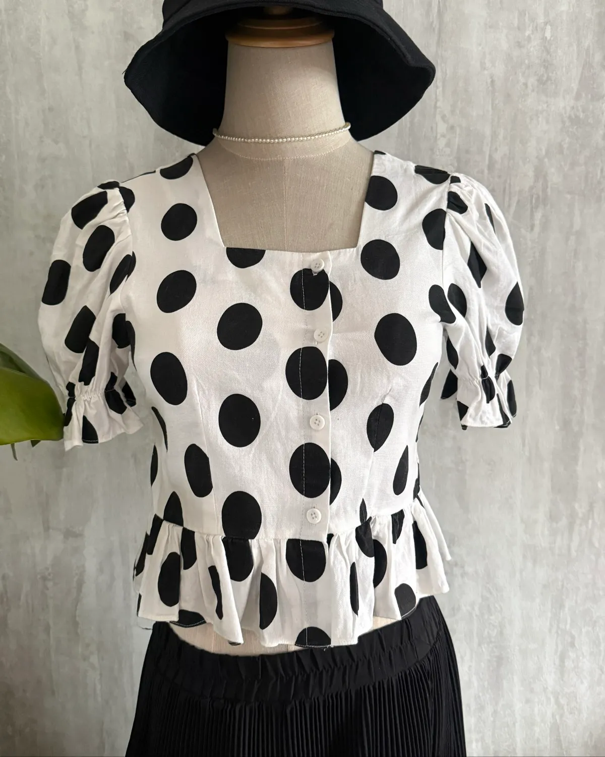 Cute Polka Dot Ruffle Top