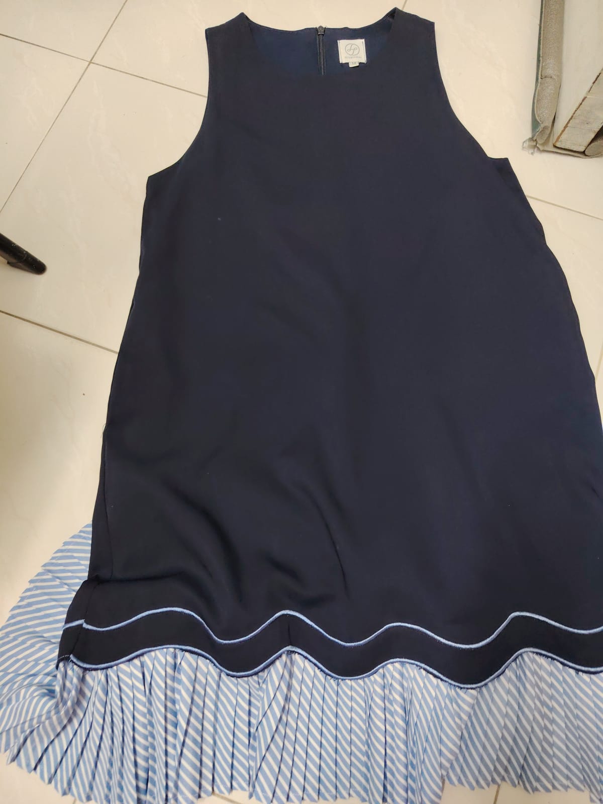 Lily Pirate Chic Navy Dress with Pleated Hem