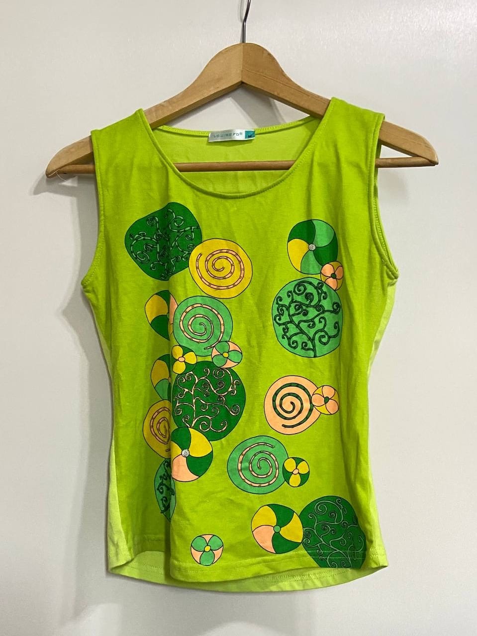 louise fd green patterned sleeveless top
