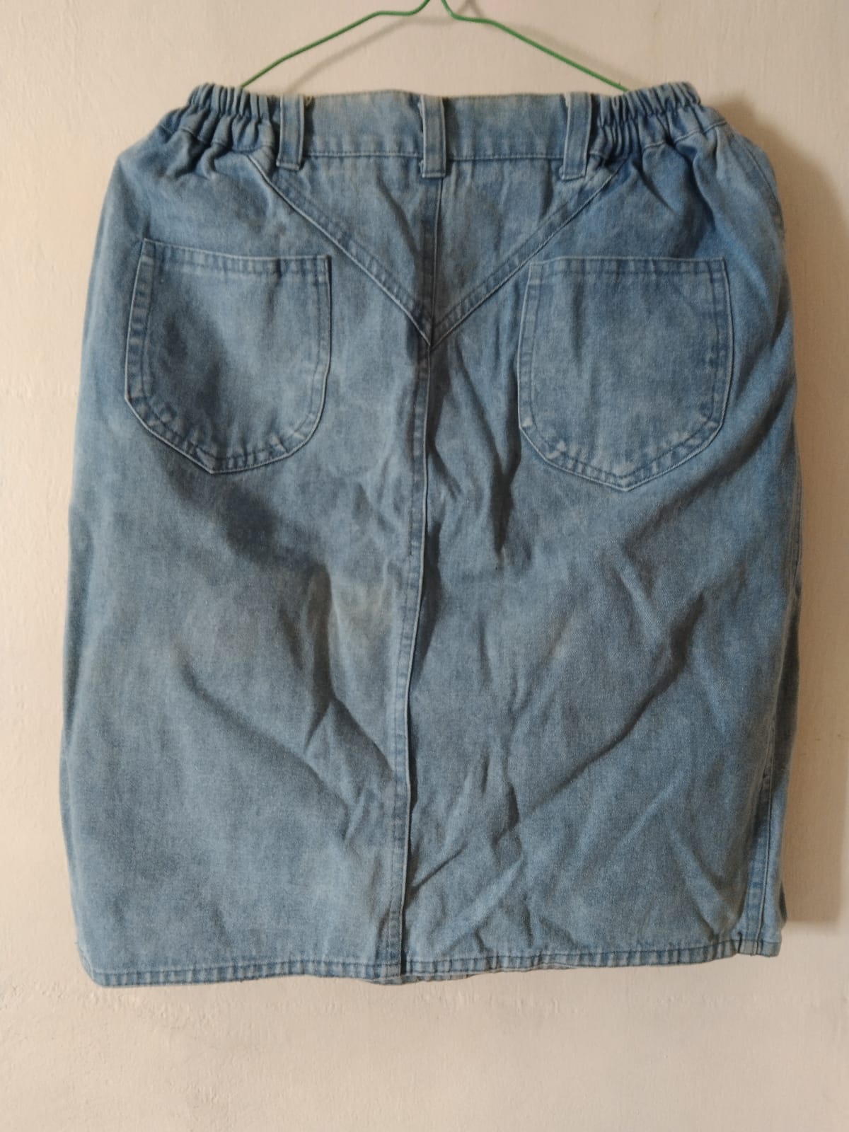 Denim Midi Skirt with Back Pockets