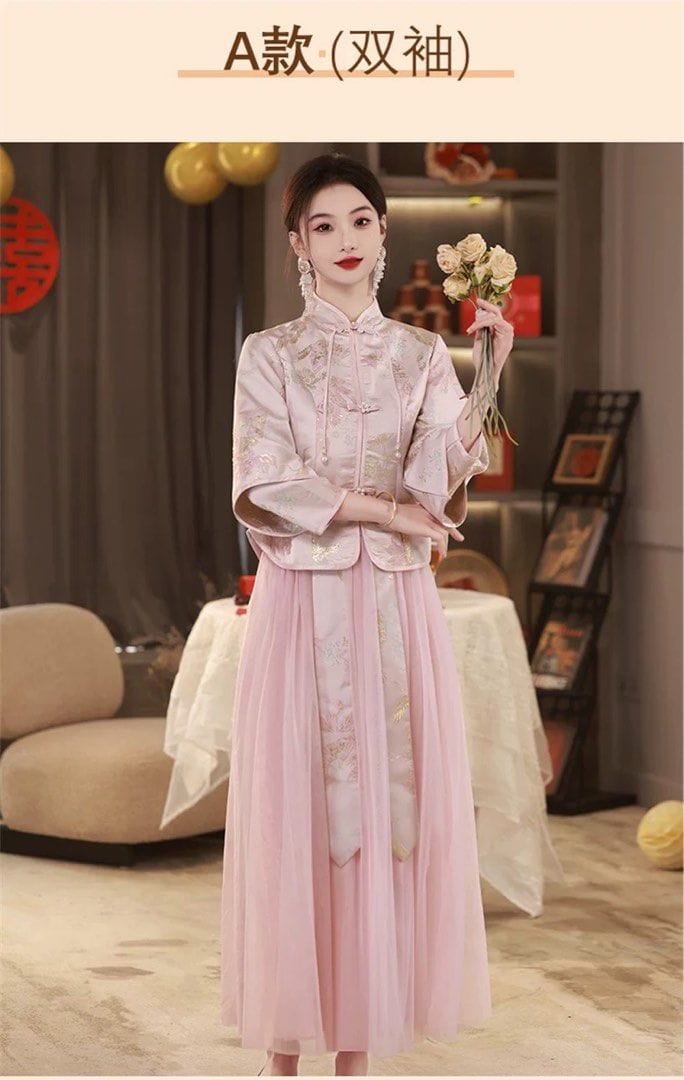 Cute pastel Chinese bridesmaid 2-piece fit - Photo 2