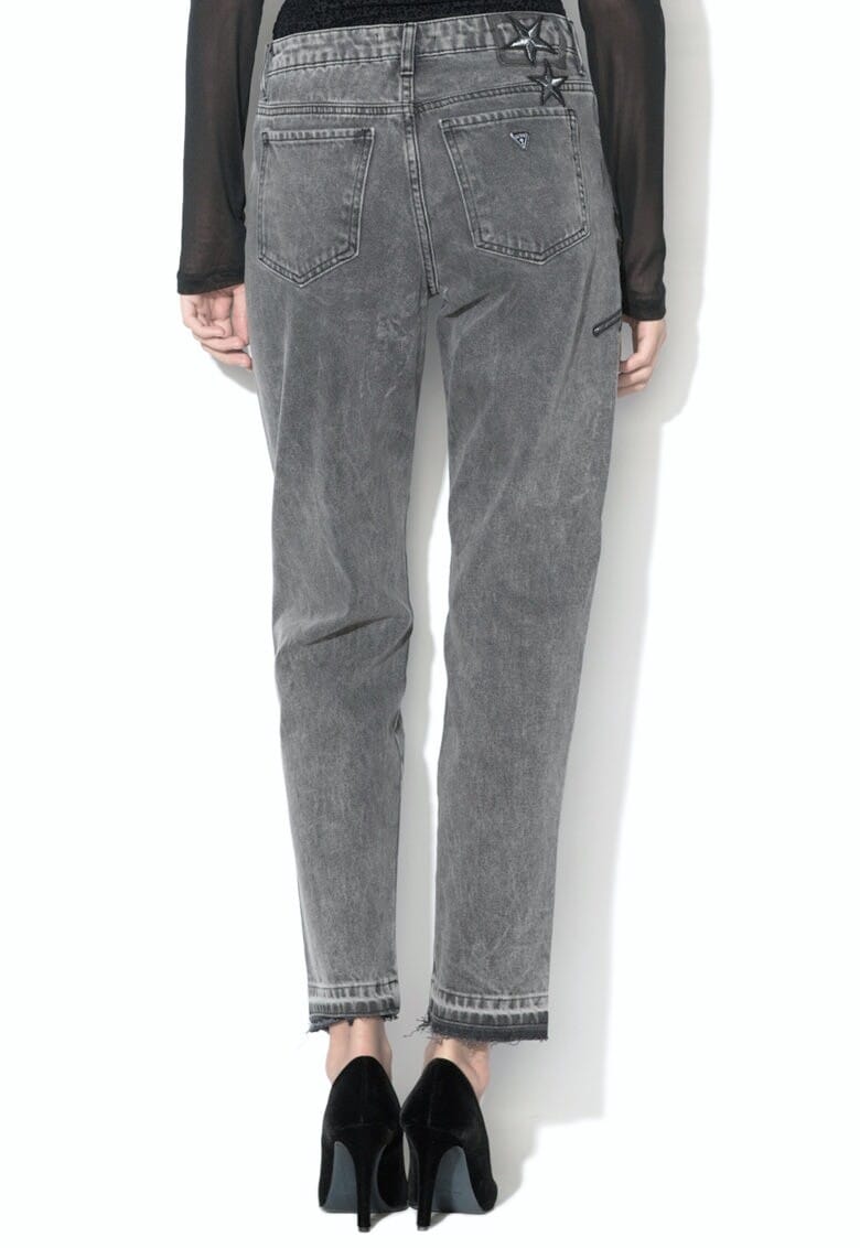 Guess GUESS Ninetees Mom-Fit Faded Distressed Grey Jeans With Embroidery (Size 27) - Photo 2