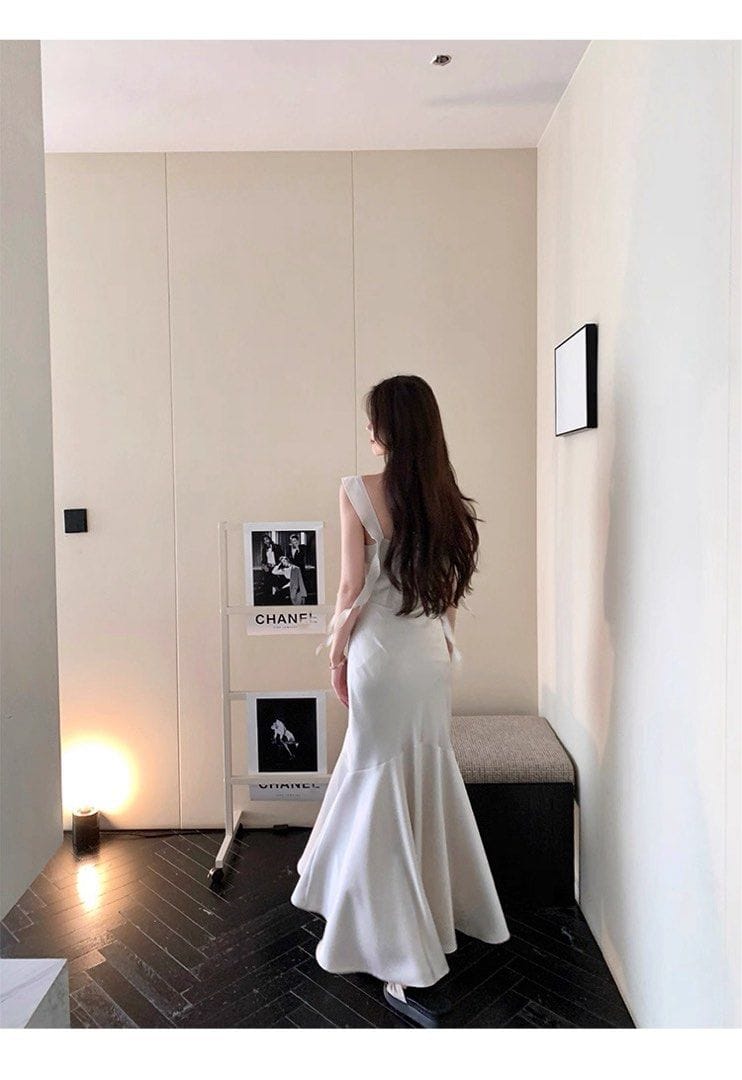 Butyou White Satin Fishtail Dress - Elegant Vibes ✨ - Photo 6