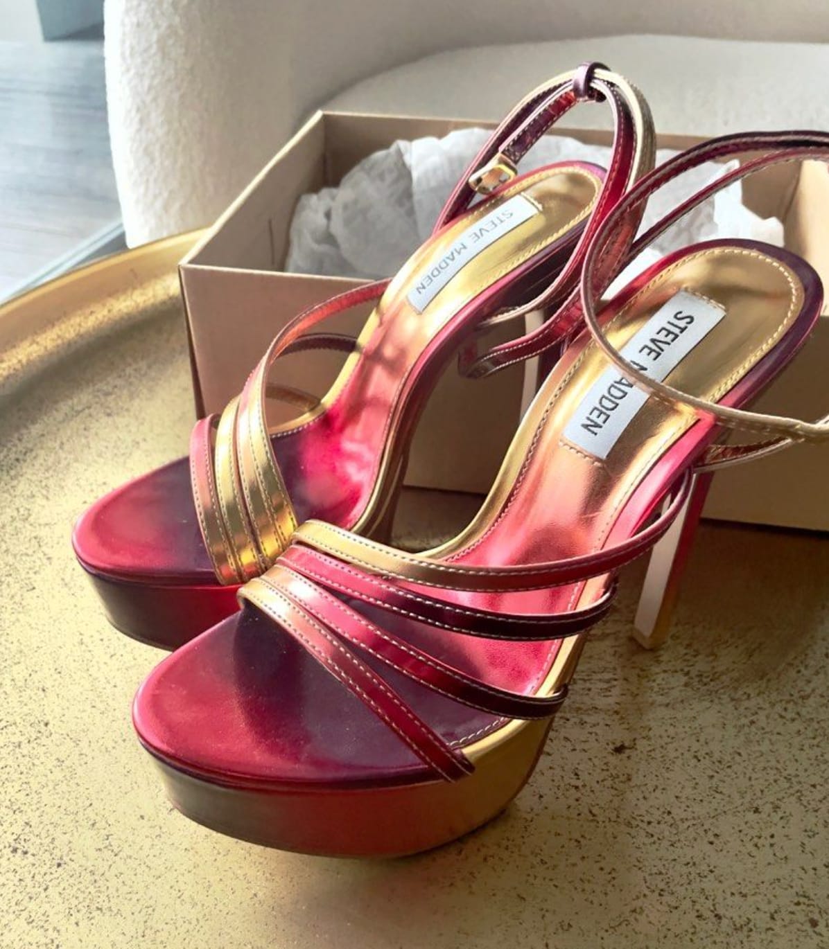 Steve Madden Metallic Strappy Heels
