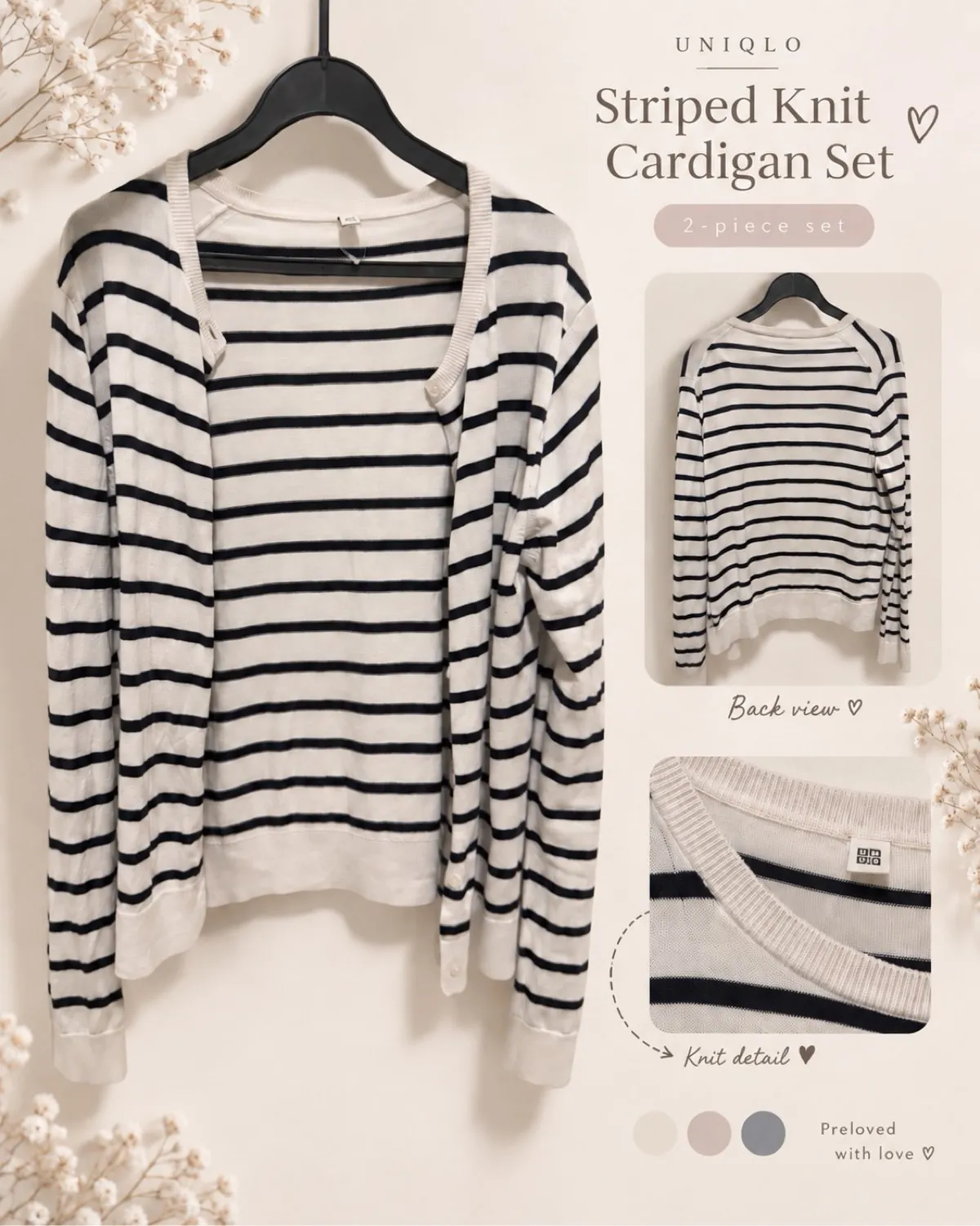Uniqlo Striped Knit Cardigan Set