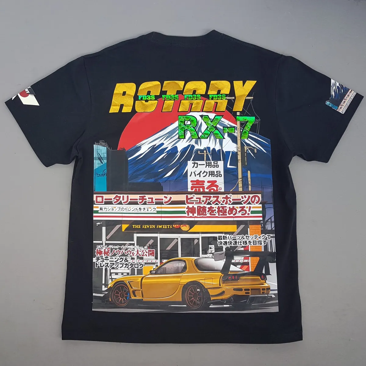 Original Punk Berry RX7 T-Shirt, Cool XL Crew Neck Tee, Vibrant Graphic Mazda RX7 Rotary Car Model, Black Top, Japanese, Mount Fuji, JDM Sports Car, Racing, Sophistication, Streetwise, Luxury Lifestyle, Pop Culture, Timeless Appeal, Cult Street Fashion