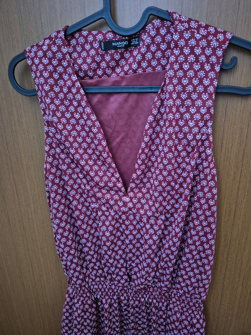 Mango Cute Mango Burgundy Floral Wrap Dress (Size XS) - Photo 3