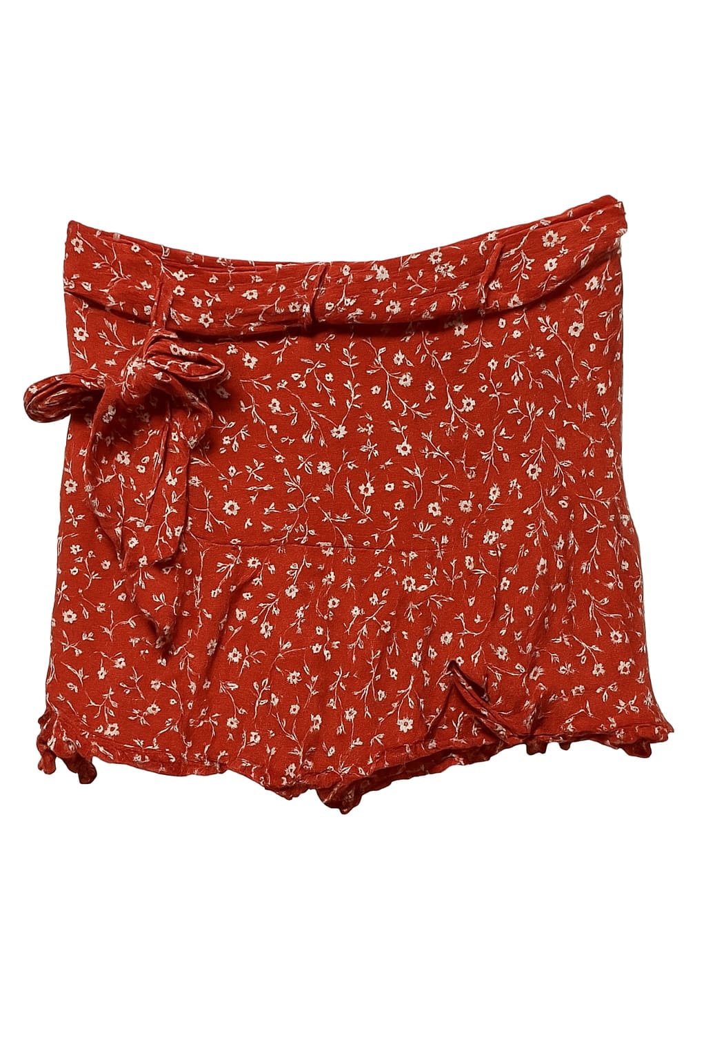 Zara ZARA Red Floral Frill Skorts With Tie Detail (S)