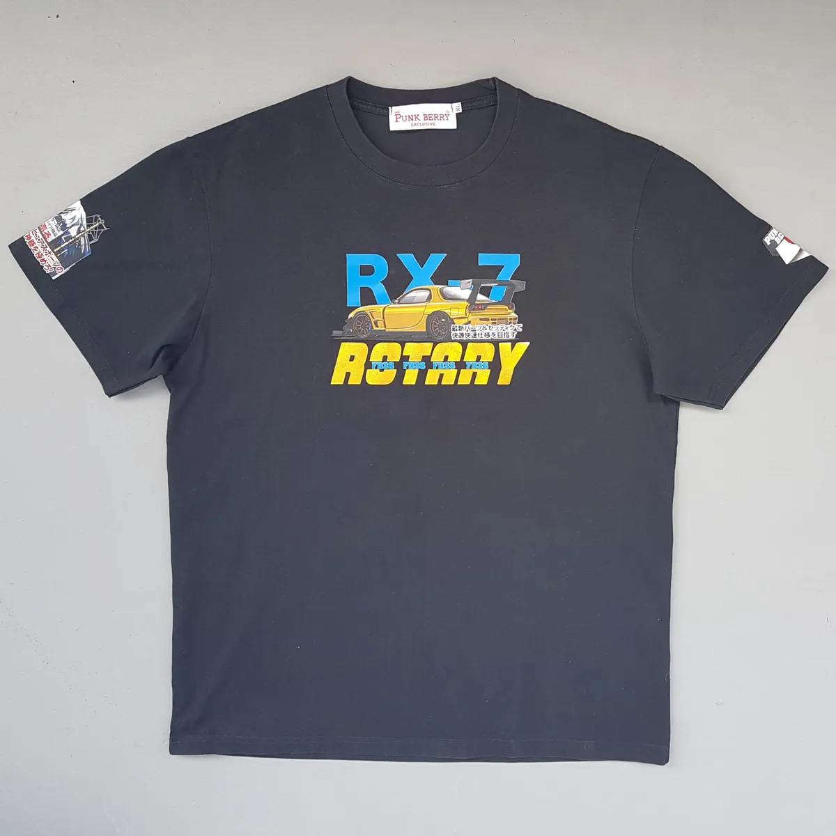 Punk Berry RX7  Original Punk Berry RX7 T-Shirt, Cool XL Crew Neck Tee, Vibrant Graphic Mazda RX7 Rotary Car Model, Black Top, Japanese, Mount Fuji, JDM Sports Car, Racing, Sophistication, Streetwise, Luxury Lifestyle, Pop Culture, Timeless Appeal, Cult Street Fashion - Photo 2