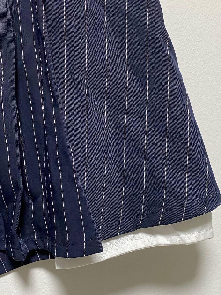 WEGO WEGO Navy Blue Pinstripe Patterned Skorts (Free Size) - Photo 4