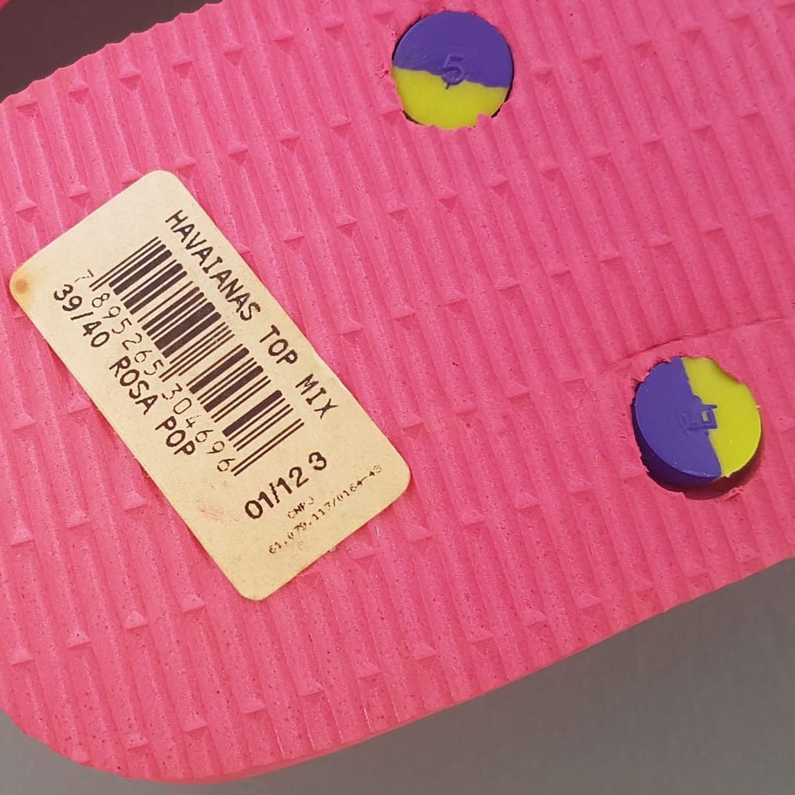 HAVAIANAS Original HAVAIANAS Top Mix Flip-Flops, Cool Sandals, Cosmopolitan, ROSA POP Model, Size 39/40, US 7/8, Continental, Pink, Purple & Yellow Colorway, Sleek Design, Sophistication, Streetwise, Pop Culture, Travel, Beach, Everyday Fashion, Pop Culture - Photo 6