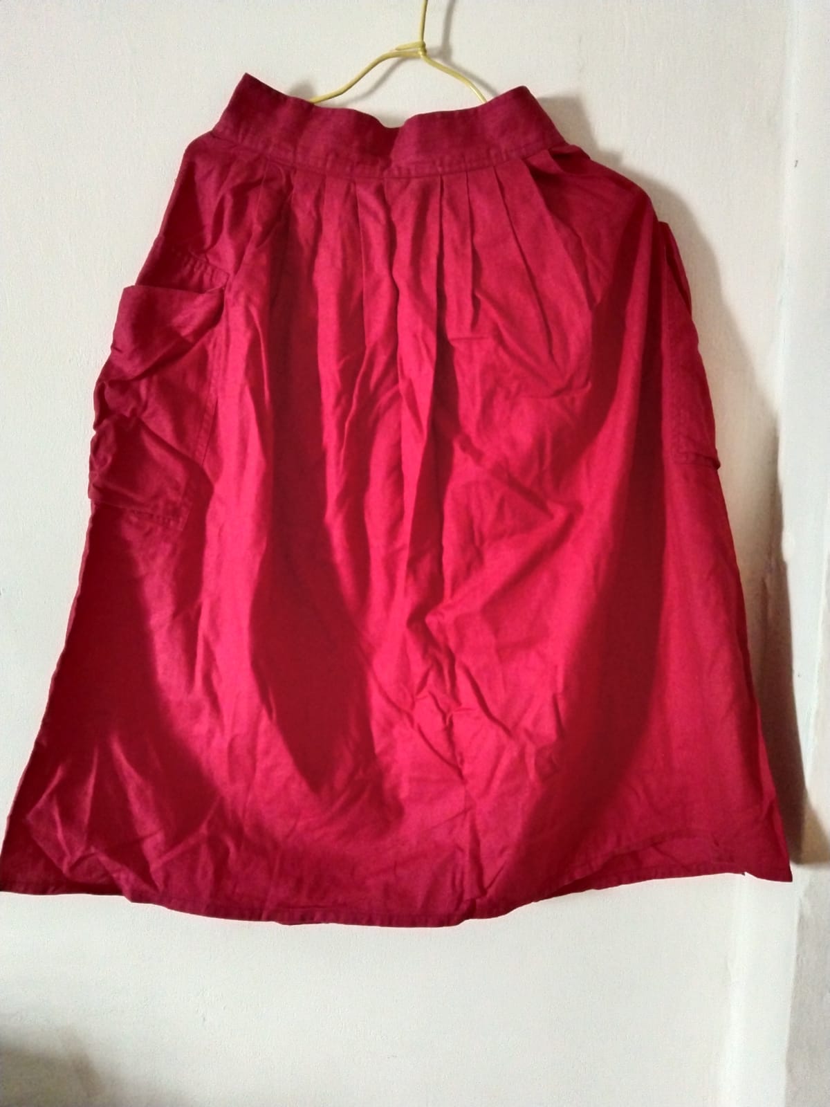 Bright Red Midi Skirt with Pleats