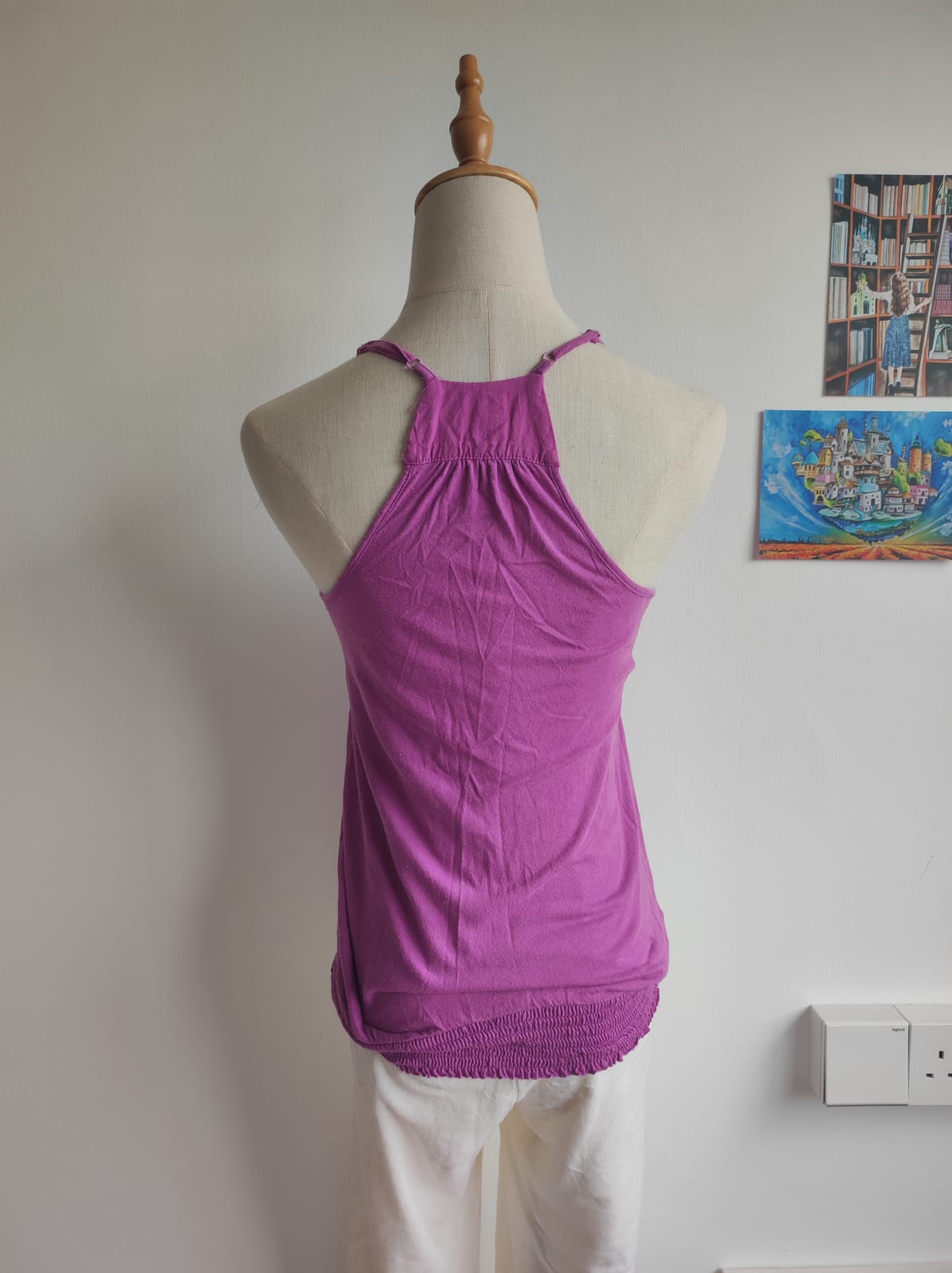 Fuschia Purple Halter Cut Y2K Tank Top  - Photo 2