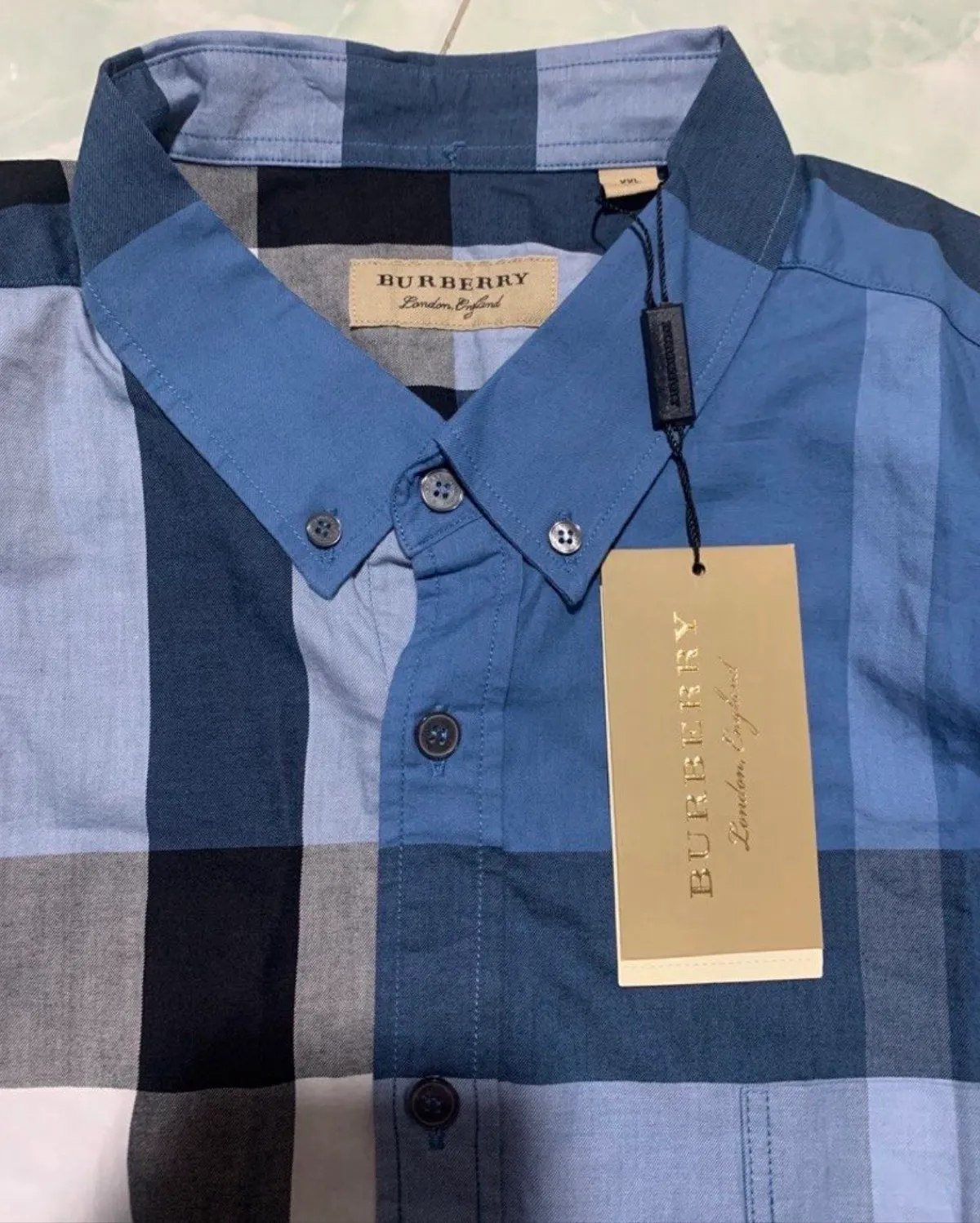 Brand new Burberry men’s checker Long Sleeve Button-Up Shirt xl ptp 58cm - Photo 2