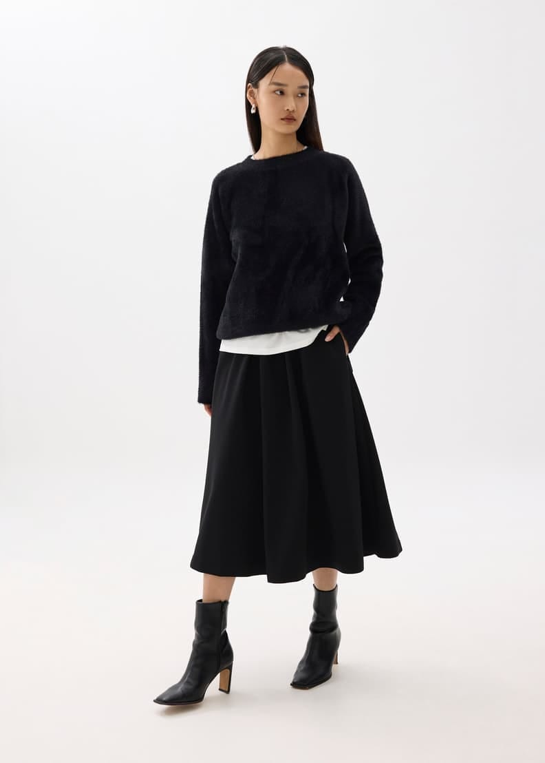 BNWOT Lara Elastic Reversible Pleated Midi Skirt