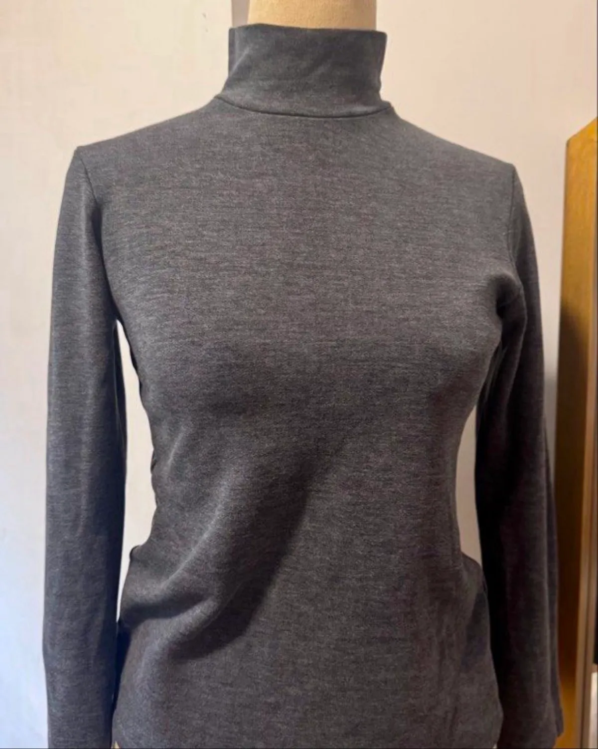 Grey Turtleneck Long-sleeve Top