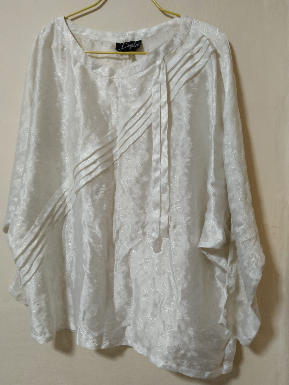 Daphne Elegant White Satin Floral Top
